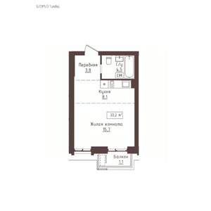 1-к квартира, вторичка, 33м2, 15/23 этаж