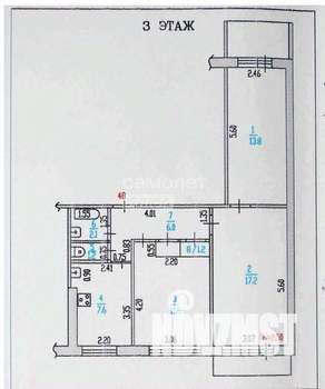 3-к квартира, вторичка, 61м2, 3/9 этаж