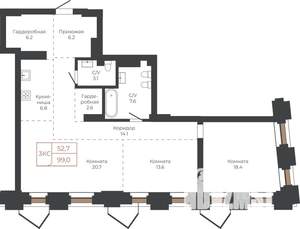 3-к квартира, вторичка, 99м2, 11/27 этаж