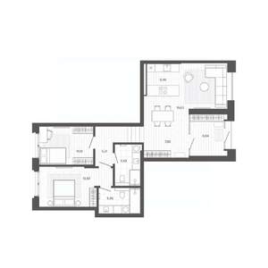 3-к квартира, строящийся дом, 83м2, 1/9 этаж