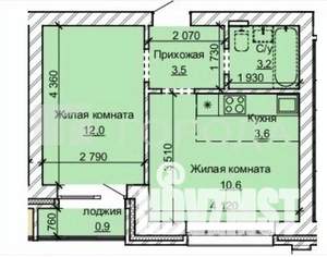 1-к квартира, вторичка, 34м2, 8/10 этаж