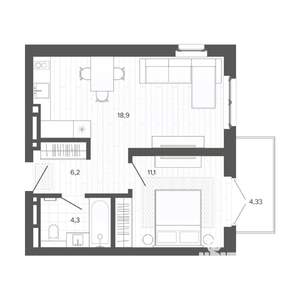 2-к квартира, вторичка, 45м2, 7/9 этаж