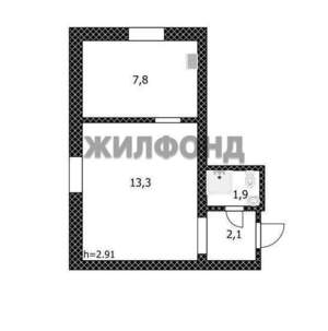 1-к квартира, вторичка, 27м2, 1/2 этаж
