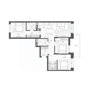 4-к квартира, строящийся дом, 91м2, 5/9 этаж