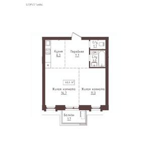 2-к квартира, строящийся дом, 46м2, 9/23 этаж
