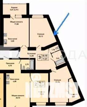 3-к квартира, вторичка, 90м2, 15/16 этаж