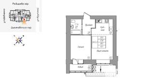 2-к квартира, строящийся дом, 41м2, 3/16 этаж