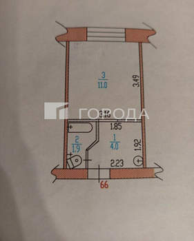 Студия квартира, вторичка, 17м2, 2/4 этаж