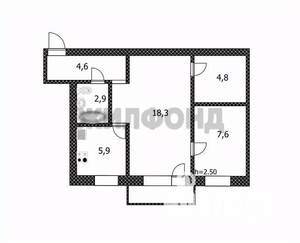 2-к квартира, вторичка, 44м2, 4/4 этаж