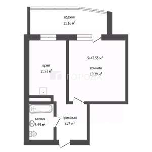 1-к квартира, вторичка, 42м2, 15/16 этаж