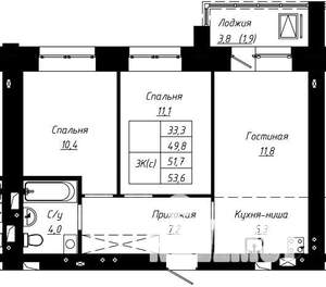 3-к квартира, вторичка, 52м2, 6/16 этаж