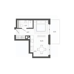 Студия квартира, вторичка, 33м2, 6/9 этаж