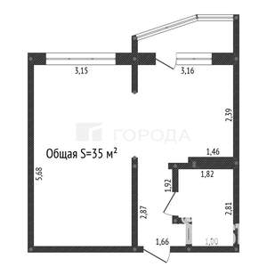 1-к квартира, вторичка, 35м2, 9/16 этаж