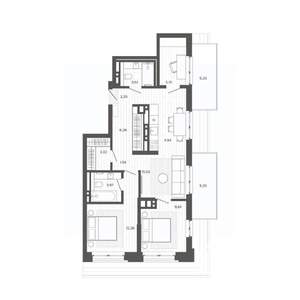 3-к квартира, строящийся дом, 79м2, 9/9 этаж