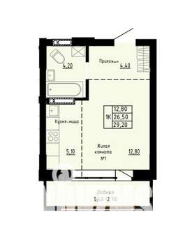 1-к квартира, строящийся дом, 29м2, 5/9 этаж
