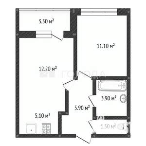 2-к квартира, вторичка, 43м2, 1/4 этаж