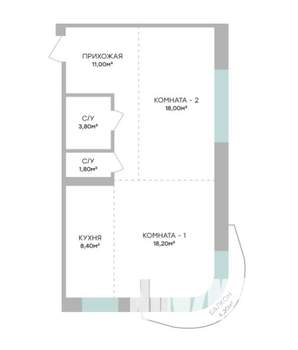 2-к квартира, строящийся дом, 63м2, 5/7 этаж