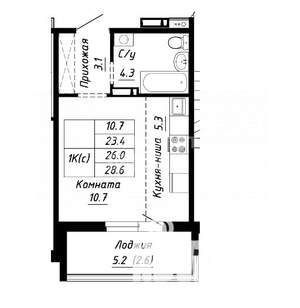 Студия квартира, вторичка, 26м2, 2/11 этаж