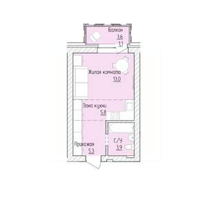 1-к квартира, вторичка, 29м2, 3/8 этаж