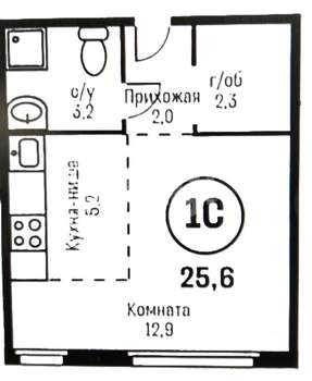 Студия квартира, вторичка, 25м2, 3/11 этаж