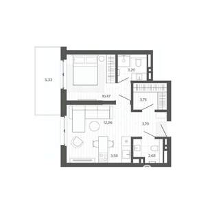 2-к квартира, вторичка, 45м2, 7/9 этаж