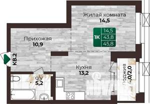 1-к квартира, вторичка, 46м2, 9/22 этаж