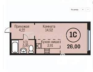 Студия квартира, вторичка, 26м2, 7/24 этаж