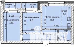 3-к квартира, строящийся дом, 47м2, 1/10 этаж