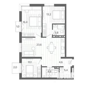 4-к квартира, строящийся дом, 85м2, 4/9 этаж