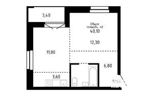 2-к квартира, строящийся дом, 40м2, 6/16 этаж