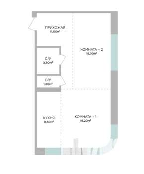 2-к квартира, строящийся дом, 61м2, 3/7 этаж