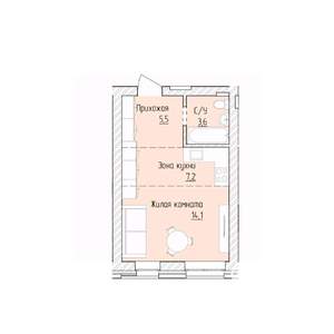 1-к квартира, вторичка, 30м2, 2/8 этаж