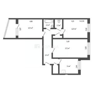 3-к квартира, вторичка, 66м2, 1/9 этаж