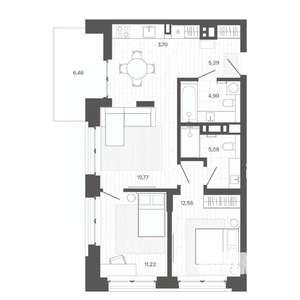 3-к квартира, вторичка, 69м2, 5/9 этаж