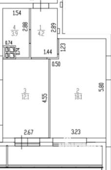 1-к квартира, вторичка, 40м2, 6/17 этаж