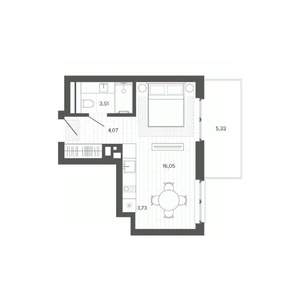 Студия квартира, строящийся дом, 33м2, 6/9 этаж