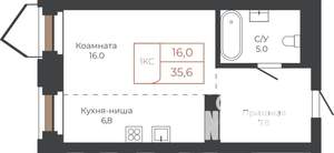 1-к квартира, строящийся дом, 36м2, 9/27 этаж