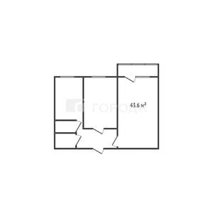 2-к квартира, вторичка, 44м2, 1/9 этаж