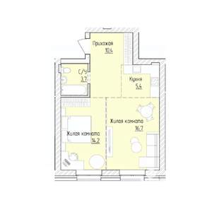 2-к квартира, строящийся дом, 50м2, 2/8 этаж