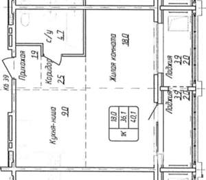2-к квартира, вторичка, 40м2, 7/12 этаж