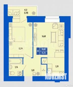 2-к квартира, вторичка, 44м2, 11/16 этаж