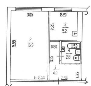 1-к квартира, вторичка, 30м2, 7/9 этаж
