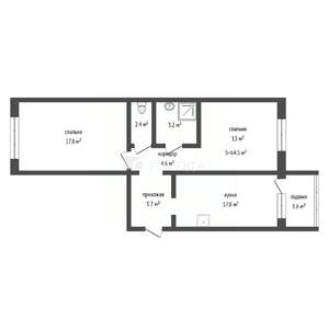 2-к квартира, вторичка, 65м2, 1/17 этаж