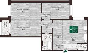 3-к квартира, строящийся дом, 100м2, 4/24 этаж