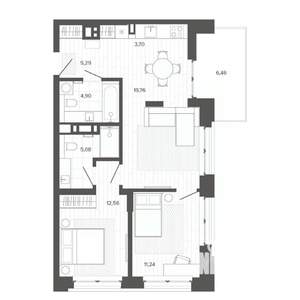 3-к квартира, строящийся дом, 69м2, 5/9 этаж