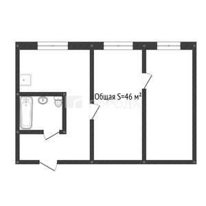 2-к квартира, вторичка, 46м2, 1/5 этаж