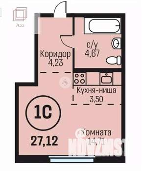 Студия квартира, вторичка, 27м2, 16/22 этаж