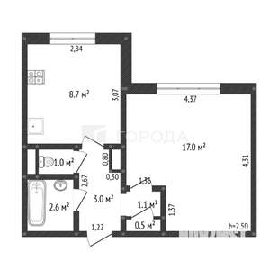 1-к квартира, вторичка, 34м2, 1/9 этаж