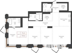 4-к квартира, строящийся дом, 130м2, 10/27 этаж