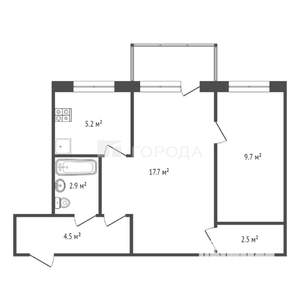 2-к квартира, вторичка, 43м2, 3/4 этаж